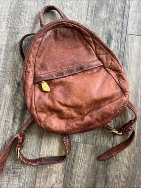 Vintage-Inspired Brown Leather Backpack Tote - Women's Shoulder Bag